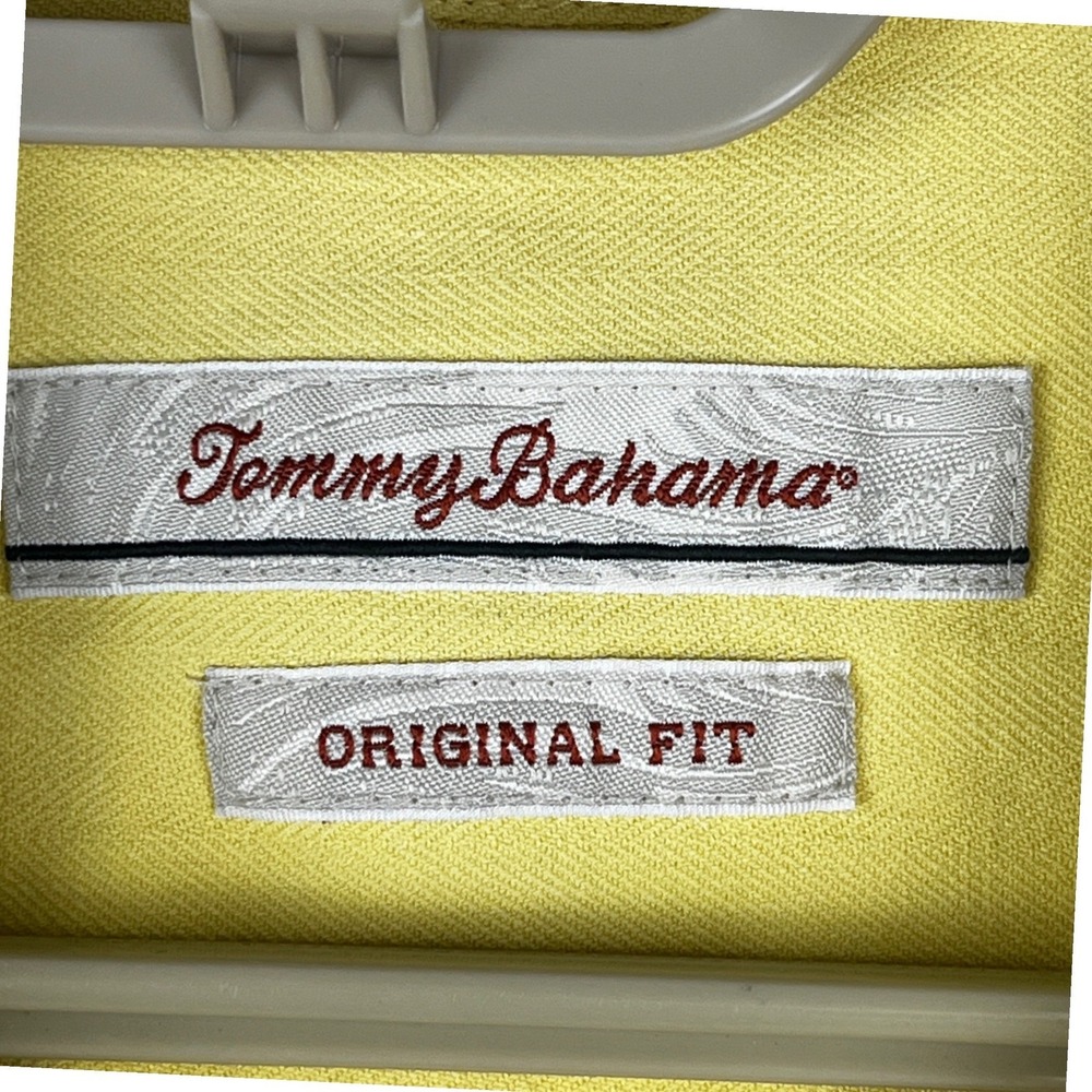 Tommy Bahama Camp Shirt Mens M Yellow 100% Silk Short Sleeve Original Fit - Picture 2 of 10